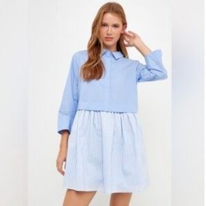 NEW! English Factory Stripe Contrast Shirt Mini Dress